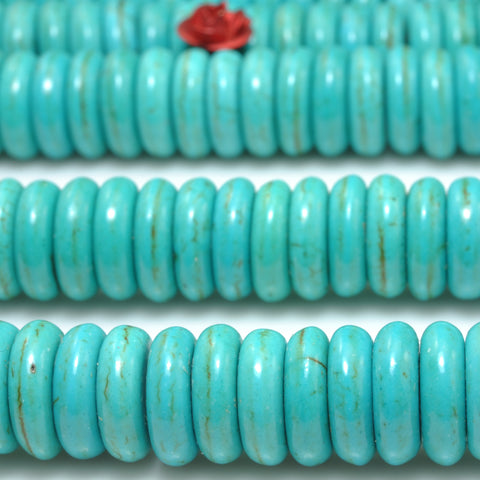 YesBeads Chinese Turquoise smooth rondelle beads wholesale gemstone jewelry making 15"