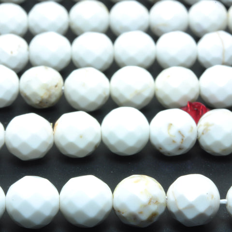 Natural white howlite faceted round beads loose gemstones wholesale jewelry diy making stuff semi precious stone