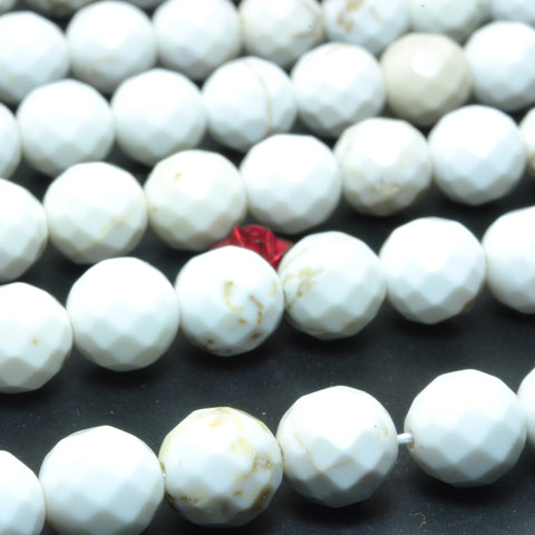 Natural white howlite faceted round beads loose gemstones wholesale jewelry diy making stuff semi precious stone