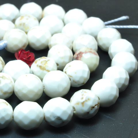 Natural white howlite faceted round beads loose gemstones wholesale jewelry diy making stuff semi precious stone