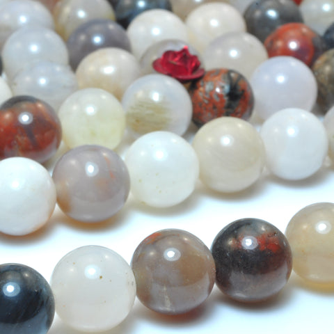 YesBeads Natural black and white agate smooth round beads loose gemstones wholesale DIY jewelry making stuff semi precious stone