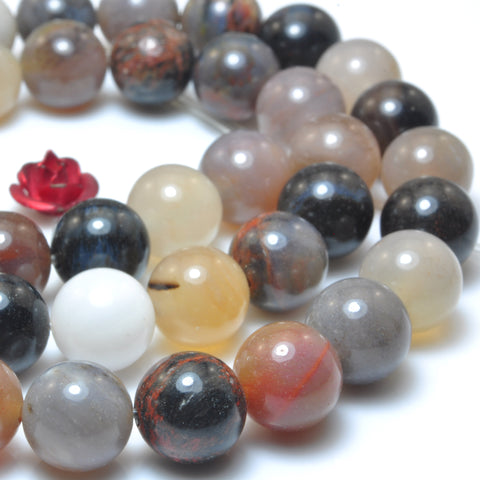 Natural black and white agate smooth round beads loose gemstones wholesale diy jewelry making stuff semi precious stone