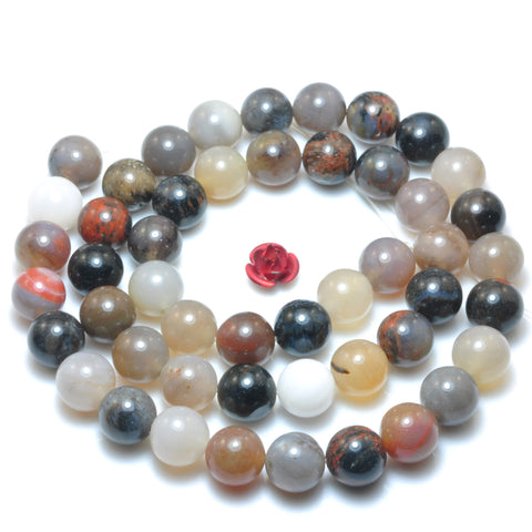 Natural black and white agate smooth round beads loose gemstones wholesale diy jewelry making stuff semi precious stone
