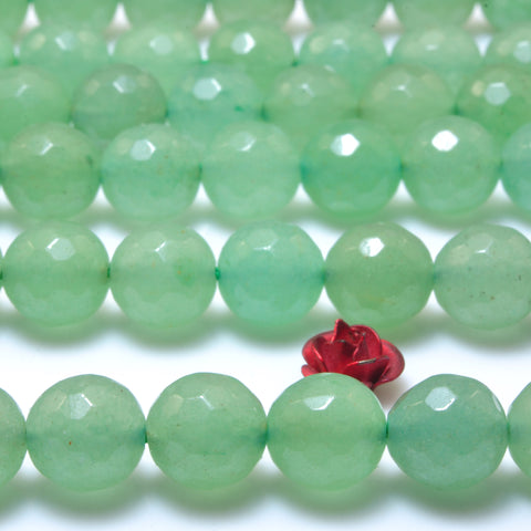 YesBeads Natural Green Aventurine faceted round loose beads wholesale gemstone diy jewelry making stuff semi precious stone
