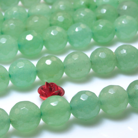 YesBeads Natural Green Aventurine faceted round loose beads wholesale gemstone diy jewelry making stuff semi precious stone