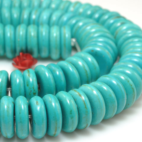 YesBeads Chinese Turquoise smooth rondelle beads wholesale gemstone jewelry making 15"