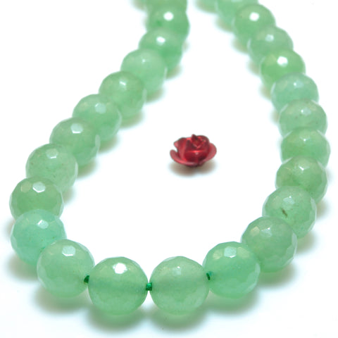 YesBeads Natural Green Aventurine faceted round loose beads wholesale gemstone diy jewelry making stuff semi precious stone