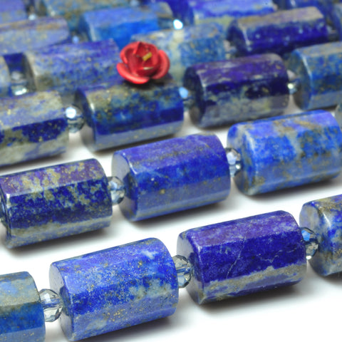 Natural lapis lazuli gemstone faceted tube beads gemstones wholesale jewelry making stuff diy bracelet stone
