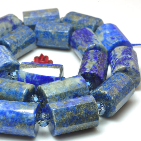 Natural lapis lazuli gemstone faceted tube beads gemstones wholesale jewelry making stuff diy bracelet stone