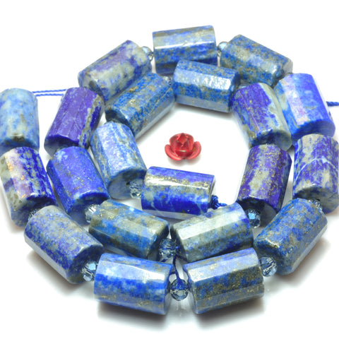 Natural lapis lazuli gemstone faceted tube beads gemstones wholesale jewelry making stuff diy bracelet stone