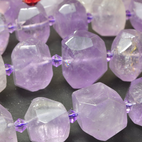 Natural light purple amethyst faceted nugget beads gemstones wholesale jewelry making stuff semi precious stone diy bracelet