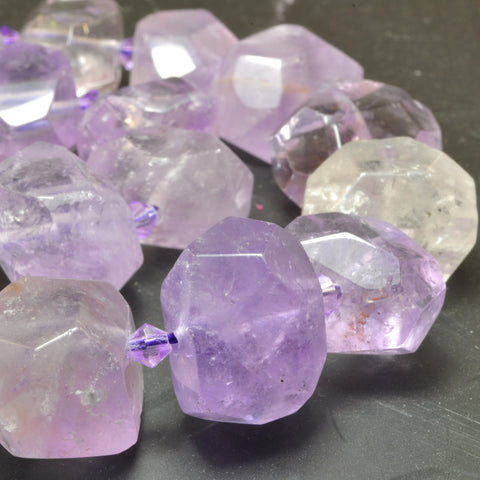 Natural light purple amethyst faceted nugget beads gemstones wholesale jewelry making stuff semi precious stone diy bracelet