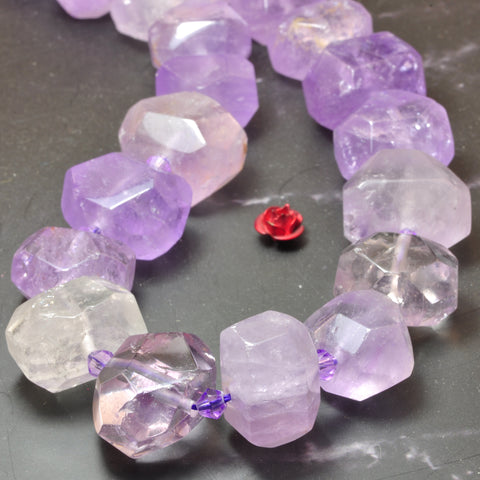 Natural light purple amethyst faceted nugget beads gemstones wholesale jewelry making stuff semi precious stone diy bracelet