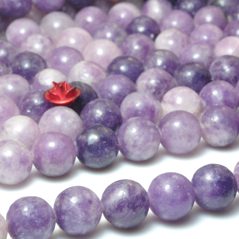 Natural purple lepidolite smooth round loose beads wholesale gemstone jewelry making stuff semi precious stone diy bracelet