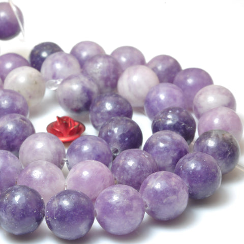 Natural purple lepidolite smooth round loose beads wholesale gemstone jewelry making stuff semi precious stone diy bracelet
