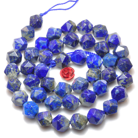 YesBeads natural Lapis Lazuli star cut faceted nugget beads wholesale loose gemstones jewelry making