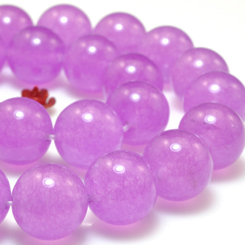 YesBeads Purple Jade smooth round loose beads wholesale gemstone jewelry making 15"