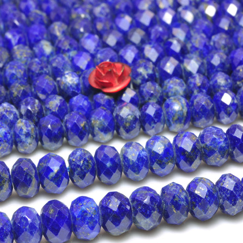 Natural Lapis Lazuli faceted rondelle loose beads gemstone wholesale jewelry making bracelet necklace diy