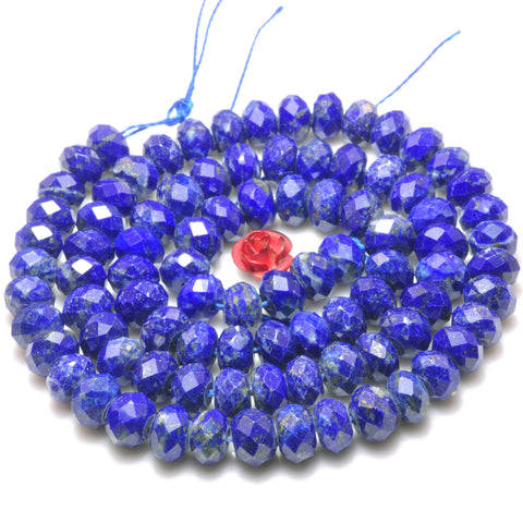 Natural Lapis Lazuli faceted rondelle loose beads gemstone wholesale jewelry making bracelet necklace diy