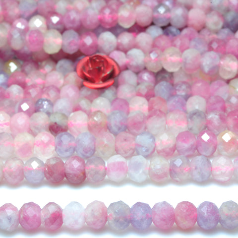 Natural pink tourmaline faceted rondelle loose beads gemstone wholesale jewelry making stuff semi precious stone diy bracelet