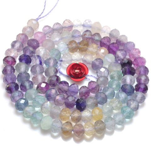 Natural rainbow fluorite faceted rondelle loose beads gemstone wholesale jewelry making stuff bracelet diy