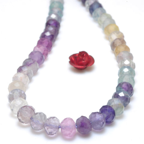 Natural rainbow fluorite faceted rondelle loose beads gemstone wholesale jewelry making stuff bracelet diy