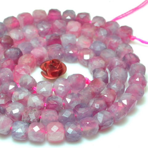Natural pink tourmaline gemstone micro faceted cube loose beads wholesale jewelry making bracelet diy stuff