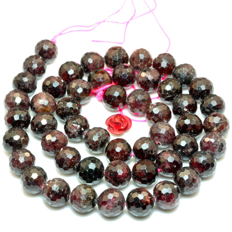 Natural Red Garnet Mini Faceted Round Beads wholesale loose gemstone for jewelry making diy bracelet