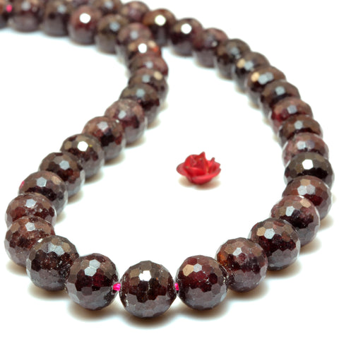 Natural Red Garnet Mini Faceted Round Beads wholesale loose gemstone for jewelry making diy bracelet