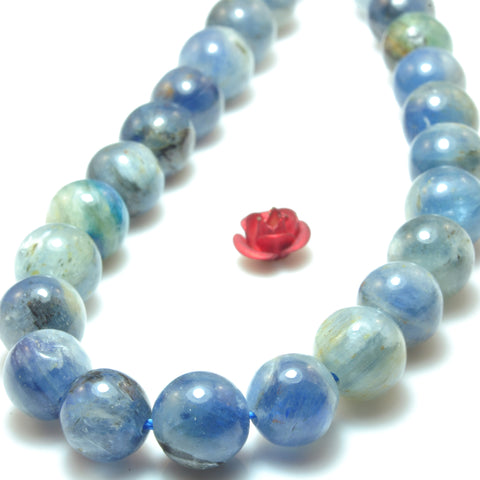Natural kyanite gemstone smooth round loose beads wholesale gemstone for jewelry making DIY bracelets necklace