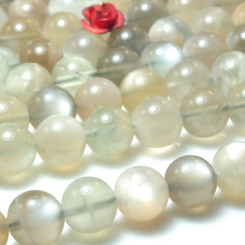 Natural gray moonstone smooth round beads wholesale gemstone jewelry making bracelet necklace diy