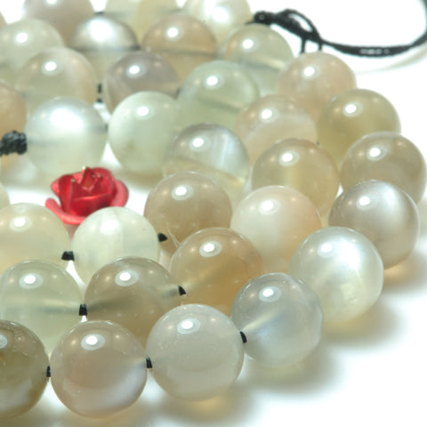 Natural gray moonstone smooth round beads wholesale gemstone jewelry making bracelet necklace diy