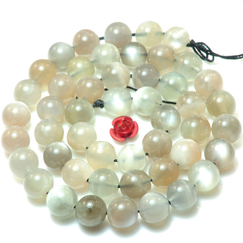 Natural gray moonstone smooth round beads wholesale gemstone jewelry making bracelet necklace diy