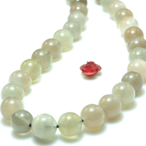 Natural gray moonstone smooth round beads wholesale gemstone jewelry making bracelet necklace diy
