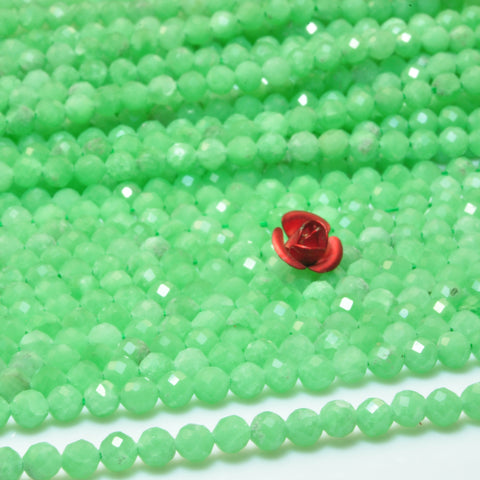 Natural green angelite faceted round beads loose gemstone wholesale jewelry making bracelet stuff