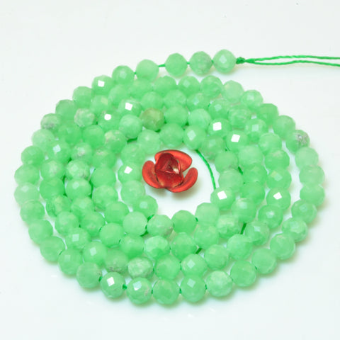 Natural green angelite faceted round beads loose gemstone wholesale jewelry making bracelet stuff
