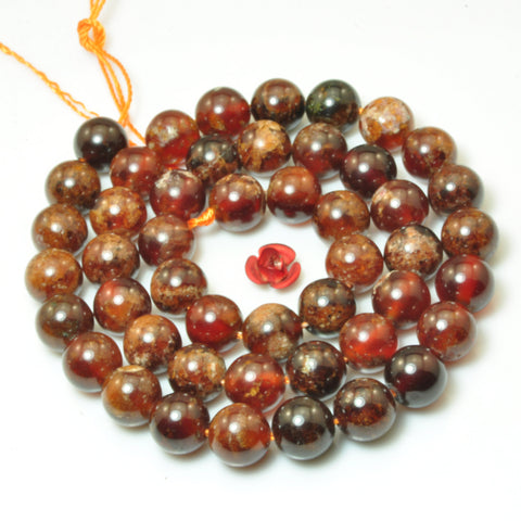 Natural Orange Garnet Smooth Round Loose Beads Wholesale Gemstone for Jewelry Making Stuff Semi Precious Stone
