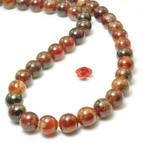 Natural Orange Garnet Smooth Round Loose Beads Wholesale Gemstone for Jewelry Making Stuff Semi Precious Stone