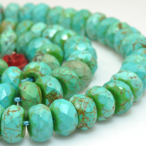 Green Turquoise faceted rondelle loose beads wholesale gemstone jewelry making bracelet necklace diy