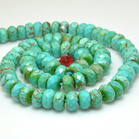 Green Turquoise faceted rondelle loose beads wholesale gemstone jewelry making bracelet necklace diy