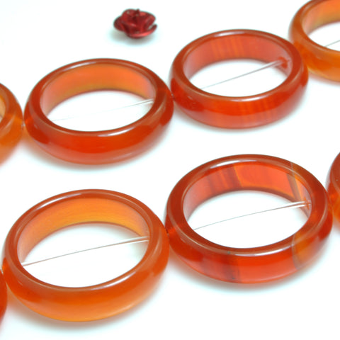 YesBeads Natural Carnelian smooth ring donut circle beads red gemstone wholesale jewelry making