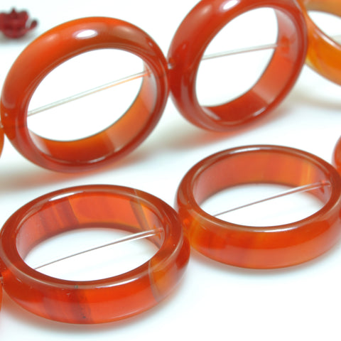 YesBeads Natural Carnelian smooth ring donut circle beads red gemstone wholesale jewelry making