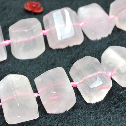 YesBeads Natural Rose Quartz faceted nuggt tube beads gemstone wholesale jewelry making 15"