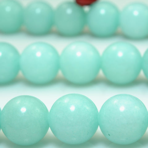 YesBeads Green Jade smooth round loose beads gemstone wholesale jewelry making 15"