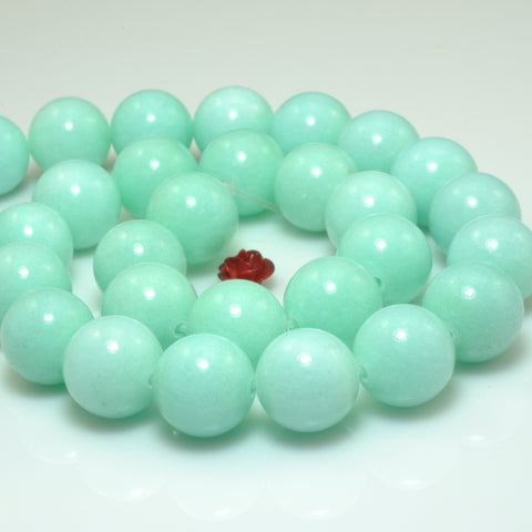 YesBeads Green Jade smooth round loose beads gemstone wholesale jewelry making 15"