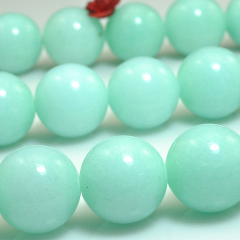 YesBeads Green Jade smooth round loose beads gemstone wholesale jewelry making 15"