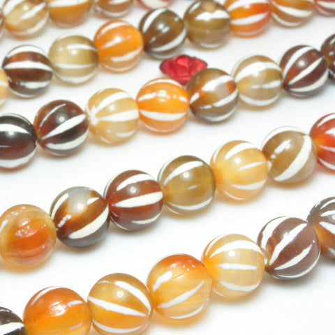 YesBeads Rainbow agate smooth pumpkin round beads gemstone wholesale jewelry making bracelet stuff