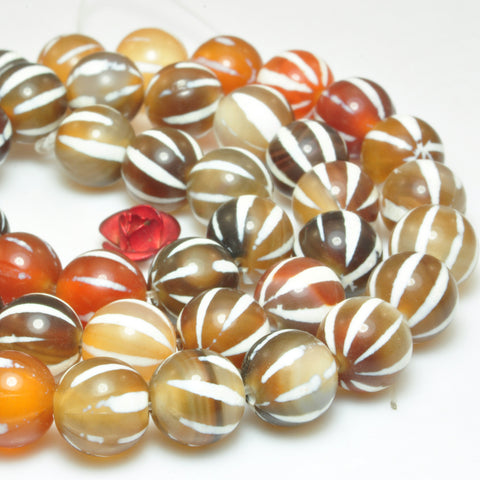 YesBeads Rainbow agate smooth pumpkin round beads gemstone wholesale jewelry making bracelet stuff