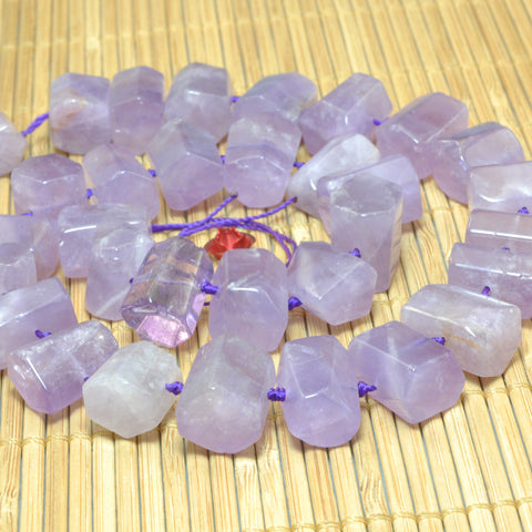 YesBeads Natural Amethyst faceted nugget tube beads gemstone wholesale jewelry 15"
