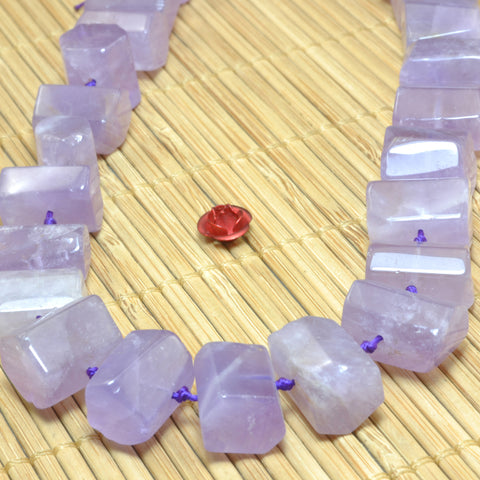 YesBeads Natural Amethyst faceted nugget tube beads gemstone wholesale jewelry 15"